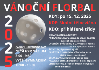 Vánoční florbal – přihlašování do 3. 12.